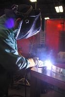 Close up of the metal being welded.